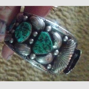 Ivan V sterling silver turquoise big boy watch cuf